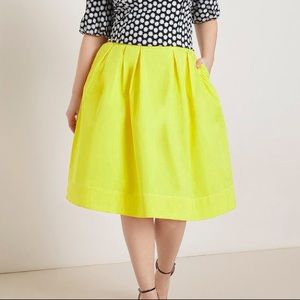 ELOQUII Plus Size Pleated Midi Skirt in Chartreuse/Lime Green - Size 14W